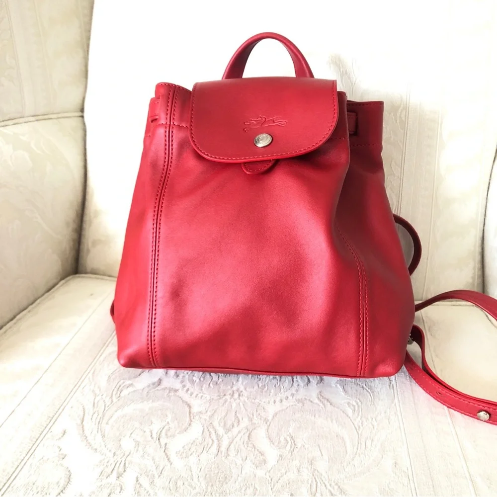 ❤️cutie❤️ lovely LongChamp  Le Pliage Cuir Backpack  extra small soft leather